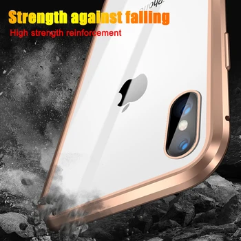 360 Full Metal Magnético Caso Para el iPhone 11 Pro XS Max X XR 6 7 8 Plus de Doble Cara de Cristal Templado Imán de Adsorción de la Cubierta del Teléfono