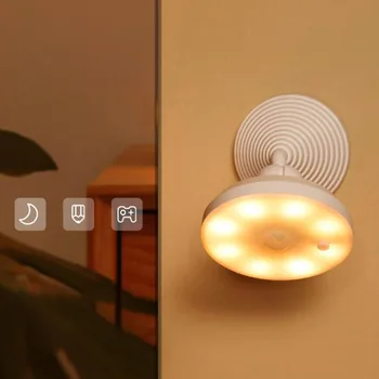 360° De Rotación Recargable De Movimiento Sensor De Luz Blanco Cálido Luz De Noche Led De Seguridad De La Lámpara De Pared Para El Dormitorio De La Escalera De La Cocina De Luces