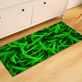 3D Verde hierba de bambú alfombras absorbentes no-el deslizamiento de la puerta de la estera de baño de la cocina del piso estera de dormitorio, sala de estar alfombra alfombra de pasillo