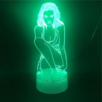 3D de la Noche, las Luces Led de la Lámpara de la Popular Estrella de Scarlett Johansson de la Aplicación de la Tabla de Control de la Lámpara del Dormitorio de la Decoración de la lámpara de noche para Regalo de Navidad