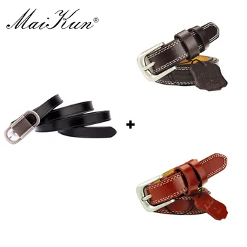 3PCS Combinación de Venta Maikun Cinturones para Mujer Vintage Pin Hebilla de las Correas de las Mujeres de Moda de Cuero de la Correa