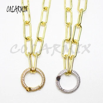 3Pcs Eslabón de la cadena collar de cadena de oro, mezcla de colores círculo colgantes de la mezcla de los colores de moda de la joyería para las mujeres 50968