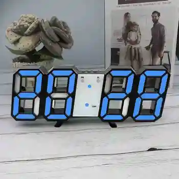 3d digital reloj de alarma el reloj digital reloj de pared LED de la alarma de temperatura de gran reloj de regalo electrónica de 1999 reloj reloj T9Z4