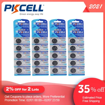40PCS PKCELL CR2032 3v pila de botón BR2032 DL2032 ECR2032 de Celda de Moneda de Litio de la Batería de 3V CR 2032 Baterías pilepilas