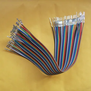 40pcs/ lote de 80 cm de Dupont Puente de Cable Macho-Hembra Conector Pin de 2.54 mm de la Cinta del arco iris puede ser personalizado Kabel 1p BRICOLAJE