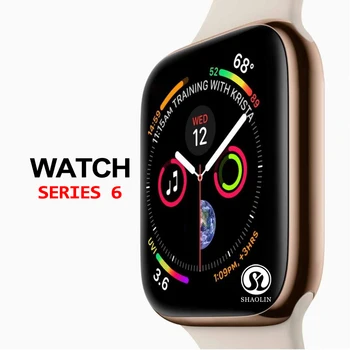 50%de descuento Reloj Inteligente de la Serie 6 de SmartWatch caso para apple 5 6 7 iPhone Android Smart phone monitor de ritmo cardíaco pedometor (Botón Rojo)