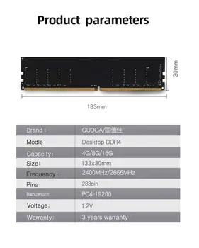 5PCS DDR4PC 16GB GUDGA memoria ram DDR4PC 16GB 2666MHz DIMM 1.2 V 288pin RAM para computadora de escritorio Intel componentes a hacer computador mantenimiento