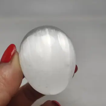 5cm blanco Natural de selenito de Huevo de piedra de pulido de yeso de cristal de la forma del huevo de piedra de la piedra preciosa de Curación raw yeso piedra masajeador