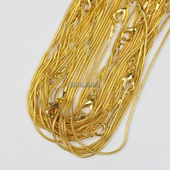 5pcs/lot bañado en Plata / Color Oro 1.2 mm de la Serpiente de la Cadena de Collares para las Mujeres de 16