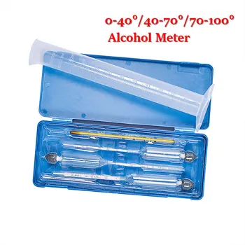 5pcs/set Alcohol Medidor de Vino Concentración Medidor de Alcohol Instrumento Hidrómetro Tester Con Cilindro de Medición del Termómetro de 0 a