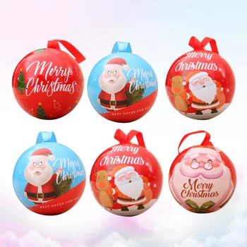 6 Pcs Cajas de Navidad Santa Claus de Hierro Decorados en Forma de Bola de Contenedores para el Regalo
