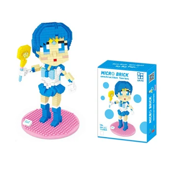 600pcs+ Anime de Sailor Moon Diamante Bloque de Construcción Chiba Mamoru Makoto Kino Rei Hino Modelo de Figura Bloque de Juguetes Con Mirco Ladrillos