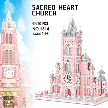 6410pcs+ Vietnam Rosa Iglesia del Sagrado Corazón de Micro Bloques de Construcción de la Famosa Arquitectura Mini Ladrillos Niño Juguetes para Regalo de Navidad