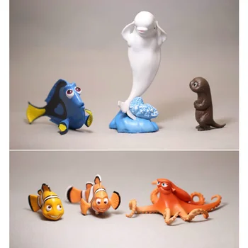6pcs/set de PVC Modelo de Acuario buscando a Nemo Decoración de Peces de dibujos animados Dory Nemo Marlin Hank Bailey Mini pez Payaso Como Regalo