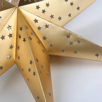 75 cm Colgante Estrella de Papel Pantalla Brillante de la Lámpara de Techo de la Cubierta de la Decoración para la Fiesta de Cumpleaños de la Boda de Navidad en Casa de Oro