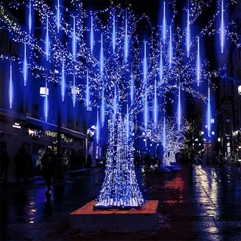 8Tubes LED de la Caída de la Lluvia de Meteoros Impermeable de las Luces de Navidad de la Decoración del Hogar, Luces de Hadas Brillante lluvia de Meteoros Efecto Impermeable