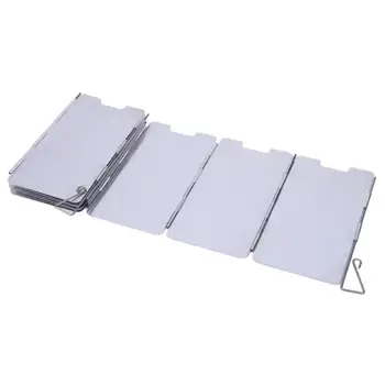 9 Placas de Aleación de Aluminio Plegable de la Estufa de Parabrisas con protección contra el Viento para la Estufa de Gas de Viento protector de Pantalla para Acampar al aire libre de Equipos de w/ Bolsa de