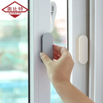 AOBT puerta corrediza y en el identificador de ventana para la libre perforación puerta de armario de cocina de la manija del cajón de la pasta de vidrio tira de 4 piezas