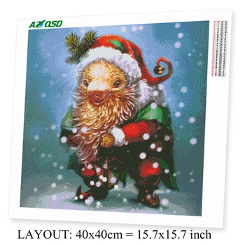 AZQSD Diamante Pintura de Nieve de Navidad de Cerdo de punto de Cruz, Kits de Imagen de diamantes De Imitación de Diamante Bordado de Venta de Animales de Decoración para el Hogar