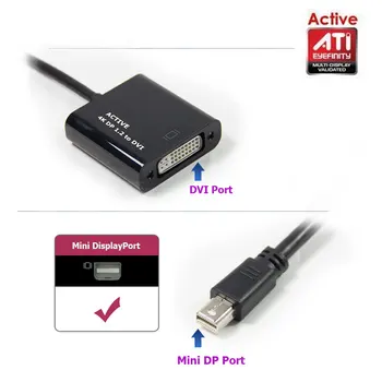 Activa la tecnología ATI Eyefinity, Mini DisplayPort DP a DVI, HD 4K de 3840*2160 de Audio y Vídeo Convertidor Adaptador para Macbook de Múltiples monitores