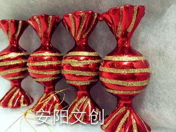Adornos de navidad decoraciones de ventana árbol de Navidad colgante de 10CM chapado en oro de dulces artificiales pintadas de cuatro
