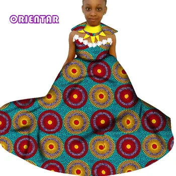 Africanos Vestidos para los Niños de África Cera de Impresión Fiesta de Vestido de baile con Borlas Gargantilla los Niños de las Niñas Vestido de Princesa de WYT293