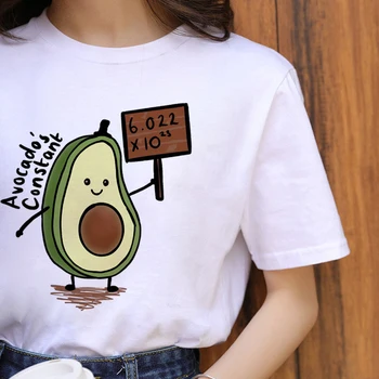 Aguacate Harajuku Divertidos dibujos animados Camisetas de las Mujeres Ullzang Vegana Pequeño Fresco camisetas de los 90 Gráfico Camiseta Estilo coreano parte Superior Camisetas Mujer