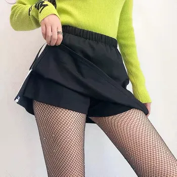 Ajustada de alta bolsa de cintura cadera falda de letra de impresión split sexy mini falda femenina de deportes de estilo de la falda de la anti-luz complementos de moda