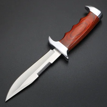 Al aire libre de la cuchilla fija cuchillo salvaje de supervivencia cuchillo corto de alta dureza de la caza de auto-defensa de cuchillo
