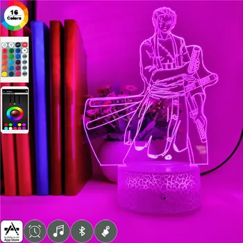 Altavoz Bluetooth Caliente Anime luz de Una Pieza 3D Roronoa Zoro Lámpara de Noche 7 Color Cargo a Casa a Dormir la Tabla de Lava de Cumpleaños de la Lámpara