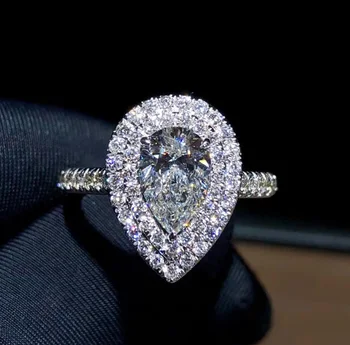 Anillo de Oro 18K 1ct D color VVS Moissanite Anillo de Diamantes anillo de Boda Con certificado nacional