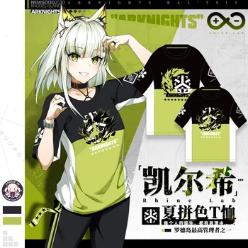 Anime Arknights Kal'tsit Cosplay de Verano, un Estudiante Casual T-shirt Camiseta Unisex de Manga Corta T shirt Tops de Moda Casual Pullover