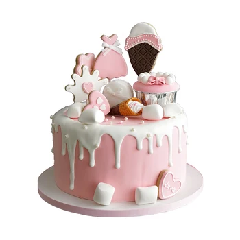 Artificial tarta fondant falsos modelos en arcilla rosa pastel de la decoración de la tienda escaparate Artificial de la Decoración de la fotografía