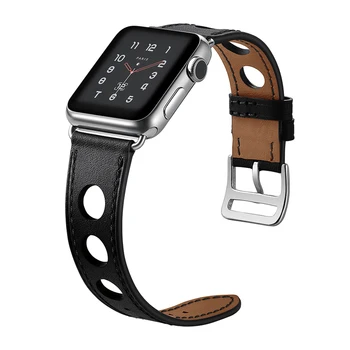 Auténtica pulsera de Cuero para apple watch band 4 5 44 mm 40 mm correa Fuerte y durable correa ajustable para el iwatch 3/2/1 42mm 38mm