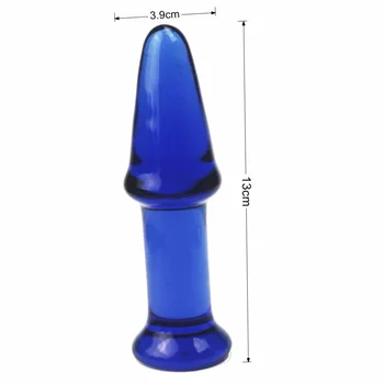 Azul plug anal de cristal tope de bala consolador Eróticos de cristal del patio trasero masturbación productos para adultos del sexo juguetes polla de regalo ano tapón gay