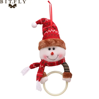 BITFLY la decoración de la Navidad anillo de Toalla de Santa Claus,el Alce de la pared colgante anillo de bastidores titular de año Nuevo cuarto de baño de la cocina decoraciones