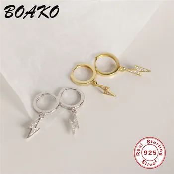 BOAKO 2020 Moda Simple Aretes de Rayos Colgante de la Plata Esterlina 925 Aretes para las Mujeres de la Joyería Pequeño Cristal Pendientes
