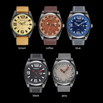 BOAMIGO los Relojes de la Marca Para los Hombres de Moda Casual Relojes de Cuarzo Automático de la Fecha de Cuero relojes de Pulsera de 30M Resistente al Agua relogio masculino