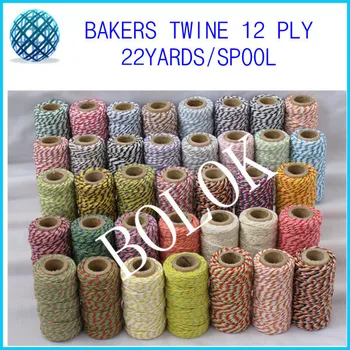 Baker's twine (22yard/spool)(50pcs/lote) de doble color bakers twine, divino cordel 37 tipo de color de mayoreo