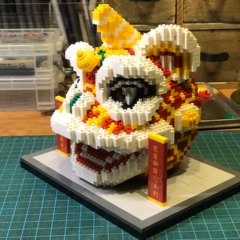 Balody 16157 China Spring Festival de la Danza del León de los Animales Modelo 3D DIY Mini Diamante de Bloques, Ladrillos de Construcción de Juguetes para Niños sin Caja