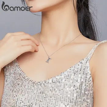 Bamoer Letra K del Alfabeto Colgante de Collar de las Mujeres de la Plata Esterlina 925 de la Cadena de Collares de Joyería Fina 2020 Nuevo Collar de SCN403