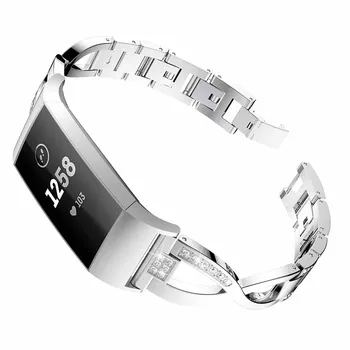 Banda de reloj para Fitbit Charge 3 de la Banda de la Correa del Metal del Acero Inoxidable de la Correa de Muñeca de las Mujeres de la Joyería de la Pulsera de fitbit Charge 3 correa de reloj