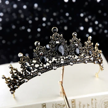 Barroco negro tiara nupcial pelo desgaste de cumpleaños de la princesa tiara de la boda del estilo accesorios para el cabello
