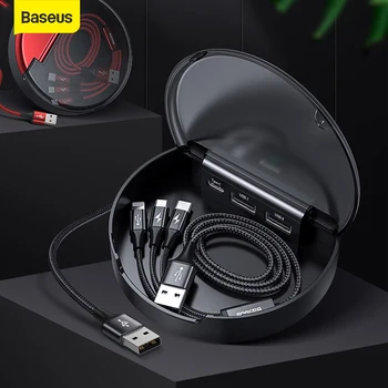 Baseus 3 en 1 cable USB Tipo C teleférico Organizador de Coche Cable de Carga Micro 3A USB Cargador Cable de Datos Cable De iP De Samsung