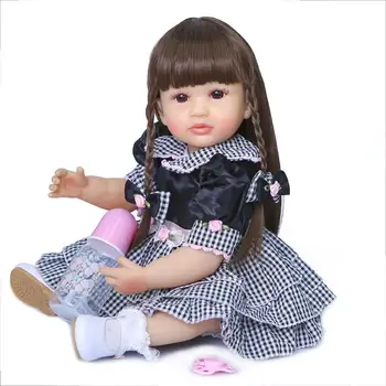 Bebes muñeca 55cm auténtica diseñado reborn baby girl original de dos colores de pelo de cuerpo completo de silicona suave de la muñeca de juguete de baño