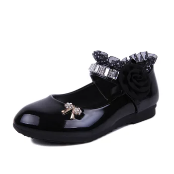 BeckyWalk de Flores de diamantes de imitación de las Niñas de la Princesa de los Zapatos de Cuero de Patente de las Niñas Zapatos de Niños para la Fiesta de Baile de Niño Niña Sola Zapatos CSH139