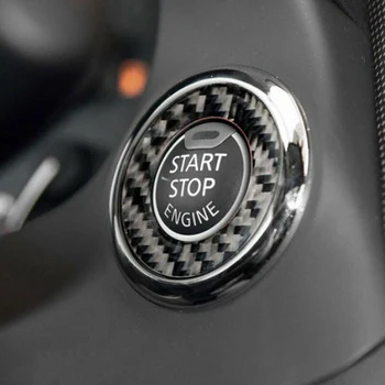 Beler Negro de Fibra de Carbono Interior de Encendido de Botón de Empuje Anillo de la Cubierta del Motor Start Stop Recorte de Decoración de Ajuste para Infiniti Q50-2018