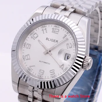 Bliger 40mm Reloj Mecánico de los Hombres de Lujo Calendario Luminoso Impermeable de Cristal de Zafiro caja de Acero Inoxidable Automático Reloj de los Hombres