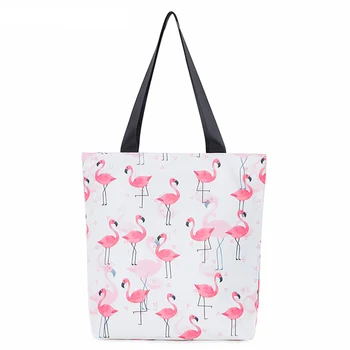Bolso de lona, Bolsas para Mujer Bolsos Mujer Flamingo Impreso Bolsos de mano Resistente Plegable Bolsas de Compras Reutilizables de Uso Diario de la Bolsa de