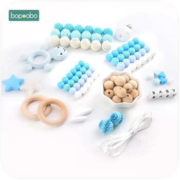 Bopoobo 1Set de Silicona Tortuga Chupadero de Madera Pulsera de Crochet Perlas Sensorial Masticar Juguetes No Tóxicos de BRICOLAJE Accesorios para Bebé